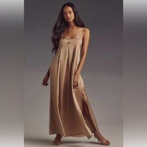 NWT By Anthropologie Sleeveless Scoop-Neck Silky Maxi Dress